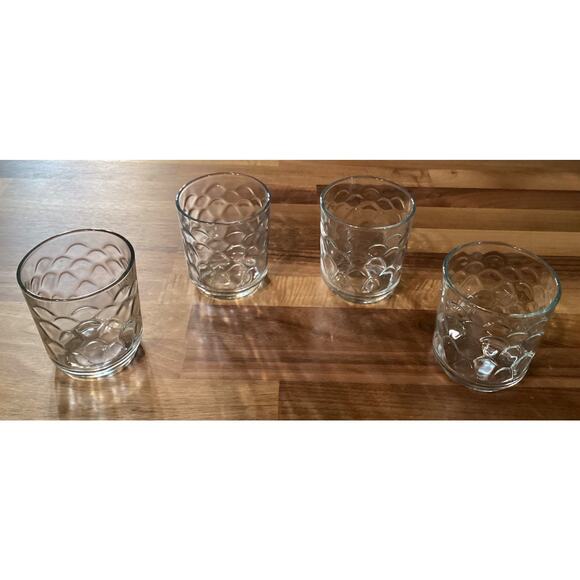 Vintage Libbey Urban Polka Dots Thumbprint Clear Glass Rocks 3.5” Set Of 4 - Picture 2 of 10